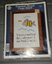 Counted Thread Cross Stitch Kit &quot;I&#39;m on a seafood diet, whenever I see f... - $6.50