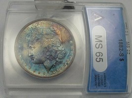 1882-S Silver Morgan Dollar Cool Unique Toning ANACS MS65 Coin SAM70 - £529.08 GBP