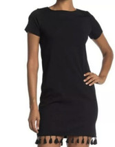 Tash + and Sophie Tasseled Hem Short Sleeve Dress Black Size Medium M New NWT - £23.55 GBP