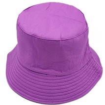 Solid Color Cotton Bucket Hat Purple - £17.25 GBP