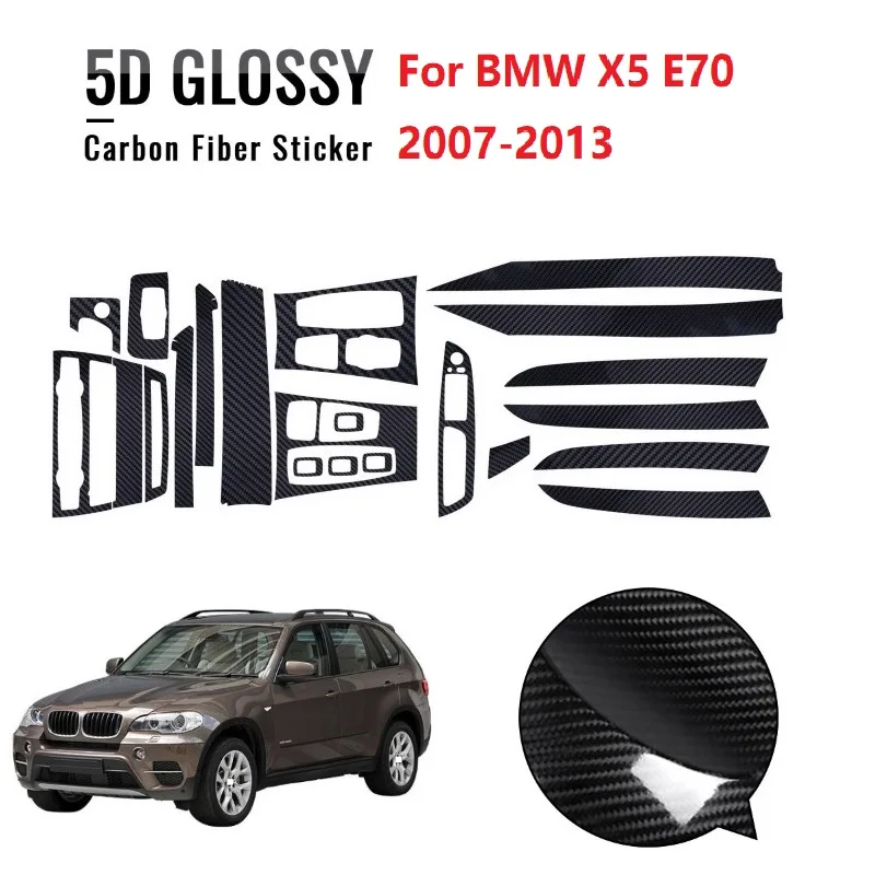 Left hand drive fit for bmw x5 e70 2007 2013 5d glossy carbon fiber pattern car thumb200