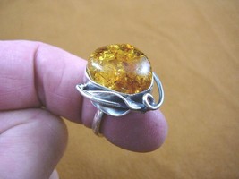 (PR-8.75-3) Orange Amber Poland .925 Sterling Silver Calla Lily Ring Size 8.75 - £54.71 GBP