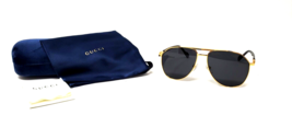 GUCCI Men&#39;s Sunglasses GG1220S- 001 Pilot Navigator Metal Gold Grey 59 mm NEW - £171.22 GBP