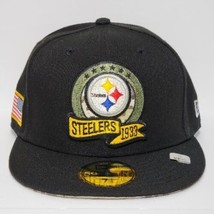 New Era Pittsburgh Steelers 59FIFTY Fitted Hat 7 1/4 Salute To Service Black - £27.69 GBP