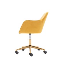 Modern Velvet Yellow Material Adjustable Height Chair W/Gold Metal Legs - £137.65 GBP