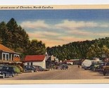 Street Scene Cherokee North Carolina Linen Postcard - $11.88