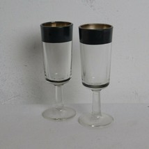 Dorothy Thorpe Set of 2 Silver Band Wine Cordial Sherry Liqueur Glasses 4.5&quot; H - £15.24 GBP