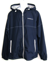 Disney Parks Men&#39;s Windbreaker Jacket Large Blue Hooded Mesh Lined Full Zip - £25.89 GBP