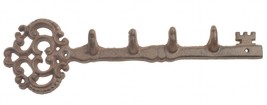  Skeleton Key Style Wall Hook Coat Rack Victorian 4 Hooks Cast Iron 12.25&quot; Long - £10.08 GBP+