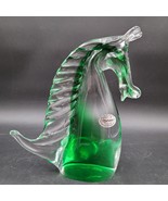 Vintage Murano Art Glass Horse Stallion Head Sculpture Green w/Original ... - £67.01 GBP