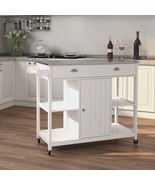 Stainless Steel Countertop Kicthen Cart - White - £157.36 GBP