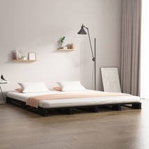 Pallet Bed Black 150x200 cm King Size Solid Wood - £89.98 GBP