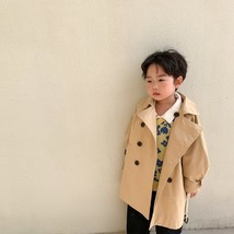 Korean style Spring children solid color fashion long trench jackets brother and - £92.63 GBP