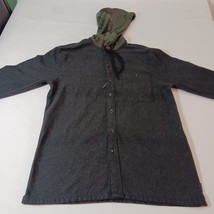 Billabong Baja Flannel Shirt Men's Gray Cotton Hooded Camo Button Up Shirt Sz M image 9