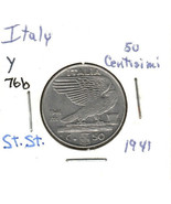 Italy 50 Cenisimi, 1941 Stainless Steel, KM 76 - $3.30