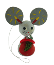 Vintage Wooden Mouse Ornament Candle Ears - $19.79