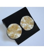 Vintage nos new old stock 80&#39;s wavy round caramel tan color enamel earri... - $95.18 MXN