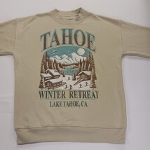 State of Mine Graphic Sweatshirt Mens S Beige Lake Tahoe Winter Retreat Pullover image 12