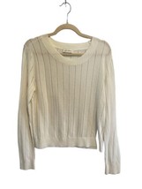 CLUB MONACO Womens Pullover Sweater White Open Knit Round Neck Sz M - £19.22 GBP