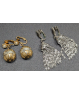 Lot of 2 Pairs - Sarah Coventry Clip On Earrings Silver &amp; Gold Tone Dang... - €20,62 EUR