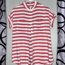 Beach Lunch Lounge 100% Rayon Button Down Striped Shirt - £10.58 GBP