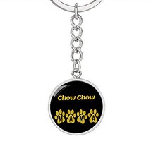 Dog Mom Gift Chow Chow Mama Circle Keychain Engraved 18k Gold - £36.27 GBP