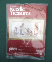 Jan Hagara Crewel Embroidery Kit Needle Treasures In Line Girl Dolls Buggy 20x10 - $28.49