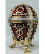 Russian Faberge Red Replica with Royal Decor in golden trims E06-26-05 - $141.40 CAD