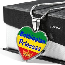 Enthiopian Princess Necklace Stainless Steel or 18k Gold Heart Pendant 18-22&quot;&#39; - £30.33 GBP+