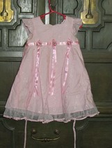 girls JONA MICHELLE pink party dress w/attached slip ribbon accents 2T (bx 2-top - £18.99 GBP