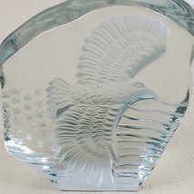 Vintage BIG Crystal Glass Paper Weight Etched Eagle 4&quot; - $36.80