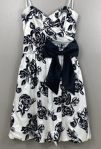 Maddy Paige Dress With Roughed Front White With Black Roses And Bow - £11.03 GBP