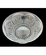 Vintage 24% Lead Crystal  Frosted Etched Floral Flowers Candy Bowl Dish - $14.24