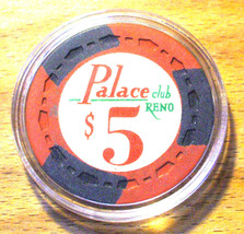 (1) $5. Palace CLUB Casino Chip - 1972 - Reno, Nevada - Salmon - $28.95