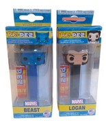 Pop! Pez Marvel X-men Candy &amp; Dispenser Logan and Beast - Lot of 2 - $187.50 MXN