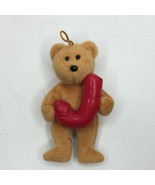 TY Beanie Babies Baby Ornament Light Brown Plush Teddy Bear Red Alphabet J - £27.51 GBP