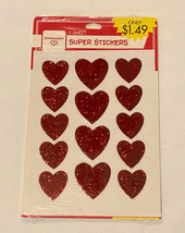 Vintage Hallmark Ambassador super stickers red glitter hearts 1 sheet sealed pkg - $8.00