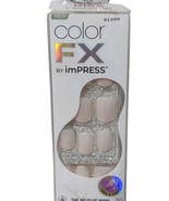 KISS IMPRESS COLOR FX 30 PRESS ON Nails &quot;Rebel&quot; White #91399 No Glue Mani - £10.22 GBP