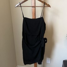 Forever 21 Black Dress Mini Faux Wrap Tie Square Neck LBD Cocktail Sz La... - $19.79