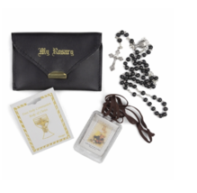 BOY&#39;S FIRST COMMUNION SET WITH LEATHERETTE ROSARY CASE - £31.31 GBP