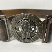 Boy Scouts Leather Belt and Buckle Be Prepared Boys Clip VTG - £57.79 GBP