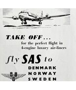 Scandinavian Airlines System SAS 1952 Advertisement UK Import Aviation D... - $28.01 CAD