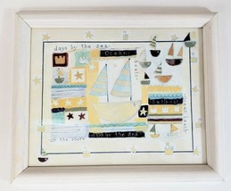 Seascape Sailboat Framed Art Wall hanging Bed Bath &amp; Beyond 11.25&quot;x 9.25&quot; - £12.01 GBP
