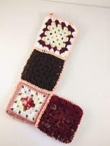 HANDMADE CROCHET Granny Square Holiday Christmas Stocking pink brown beige white - £19.46 GBP