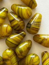 50 Hurricane Pressed Glass Tear Drop Yellow and Black Bead 5x18mm - £2.99 GBP