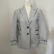 St John Sport Cotton Linen Blend Jacket Blazer Navy White Stripe Medium - £38.22 GBP