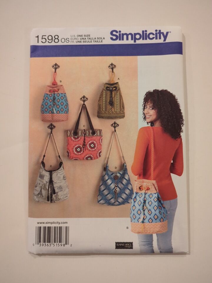 Simplicity Pattern# 1598 Bags 4 Styles Purse Uncut NEW Shopping/Backpack totes - £6.70 GBP