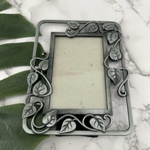 Vintage Y2k Silver Metal Picture Frame Leaves Plants Cottagecore 3x5 in Decor - £15.28 GBP