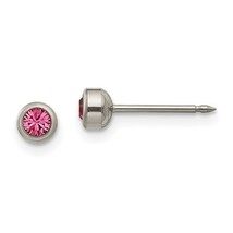 Inverness Titanium 4mm Rose Crystal Bezel Earrings 19E - $35.98