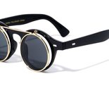 Vintage Flip Up 80&#39;s Retro Round Steampunk Circle Sunglasses W-312-FLIP ... - £7.01 GBP+